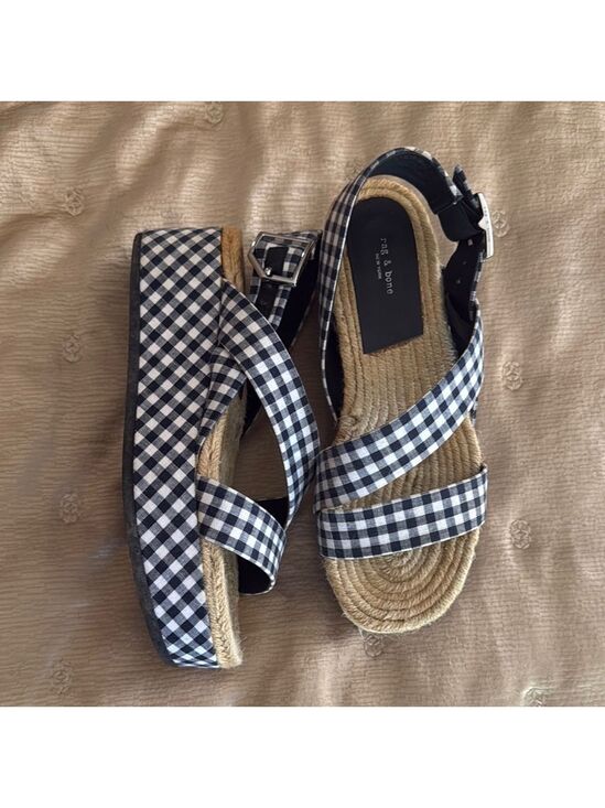 rag & bone Shoes - Rag & Bone Gingham Espadrille Platform Sandals